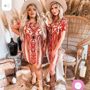 Red/Cream Sequin Dress